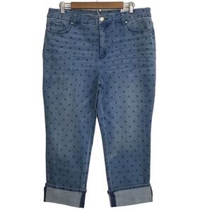 Chico’s So Slimming Dot Girlfriend Cropped Jeans New Size 14